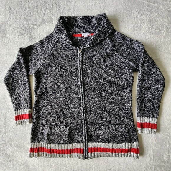 Warehouse One Sweaters - Warehouse‎ One Cabin Sweater Womens XL Knit Gray Red White Sock Monkey Cardigan